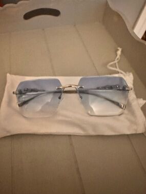 Rimless Gradient Light Blue Lens Sunglasses
